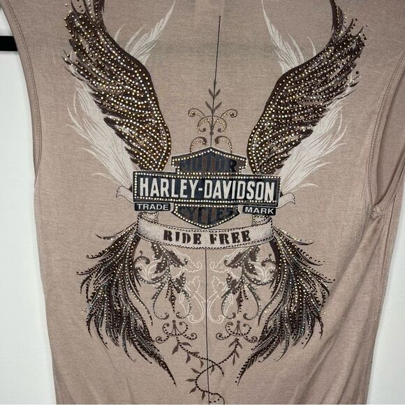 Harley-Davidson Rhinestone Embellished Muscle Tee S - Picture 3 of 8